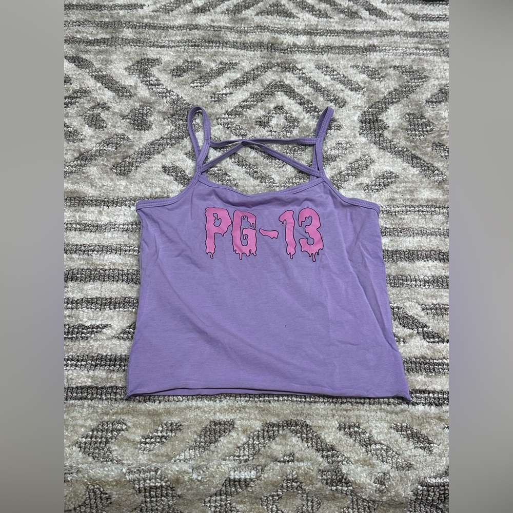 Sugar Thrillz Cropped Tank Top - Purple, Pink PG-13 XS